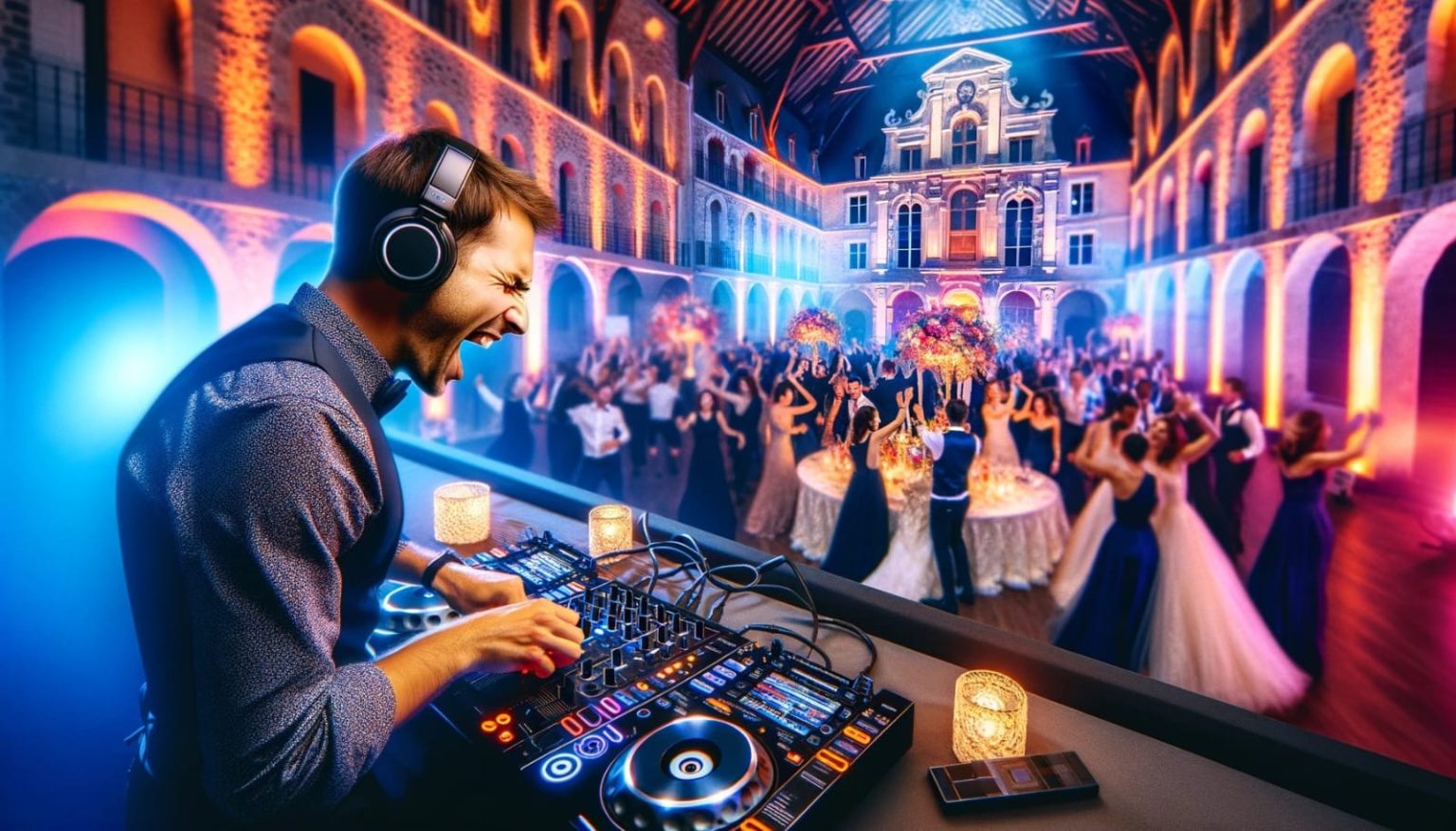 Image illustrant un DJ professionnel pour mariage à Bourg-en-Bresse, orchestrant une atmosphère musicale mémorable