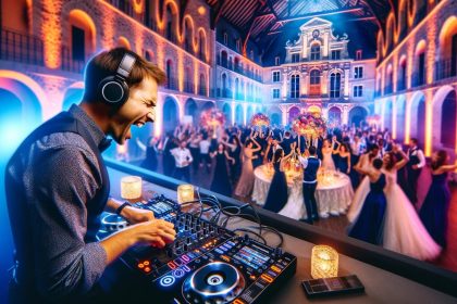 Image illustrant un DJ professionnel pour mariage à Bourg-en-Bresse, orchestrant une atmosphère musicale mémorable