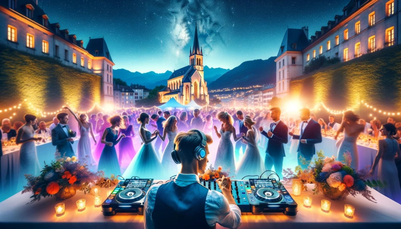 Image représentant un DJ professionnel pour mariage à Grenoble, créant une atmosphère musicale exceptionnelle