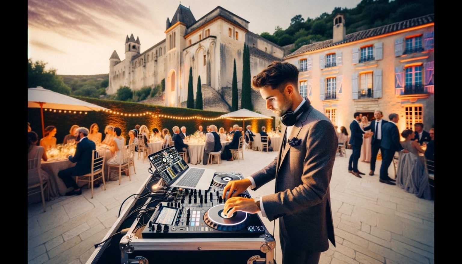 Image illustrant un DJ professionnel pour mariage à Montélimar, orchestrant une atmosphère musicale mémorable