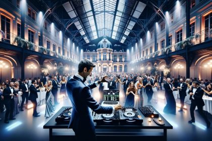 Image illustrant un DJ professionnel pour mariage à Saint-Étienne, orchestrant une atmosphère musicale mémorable