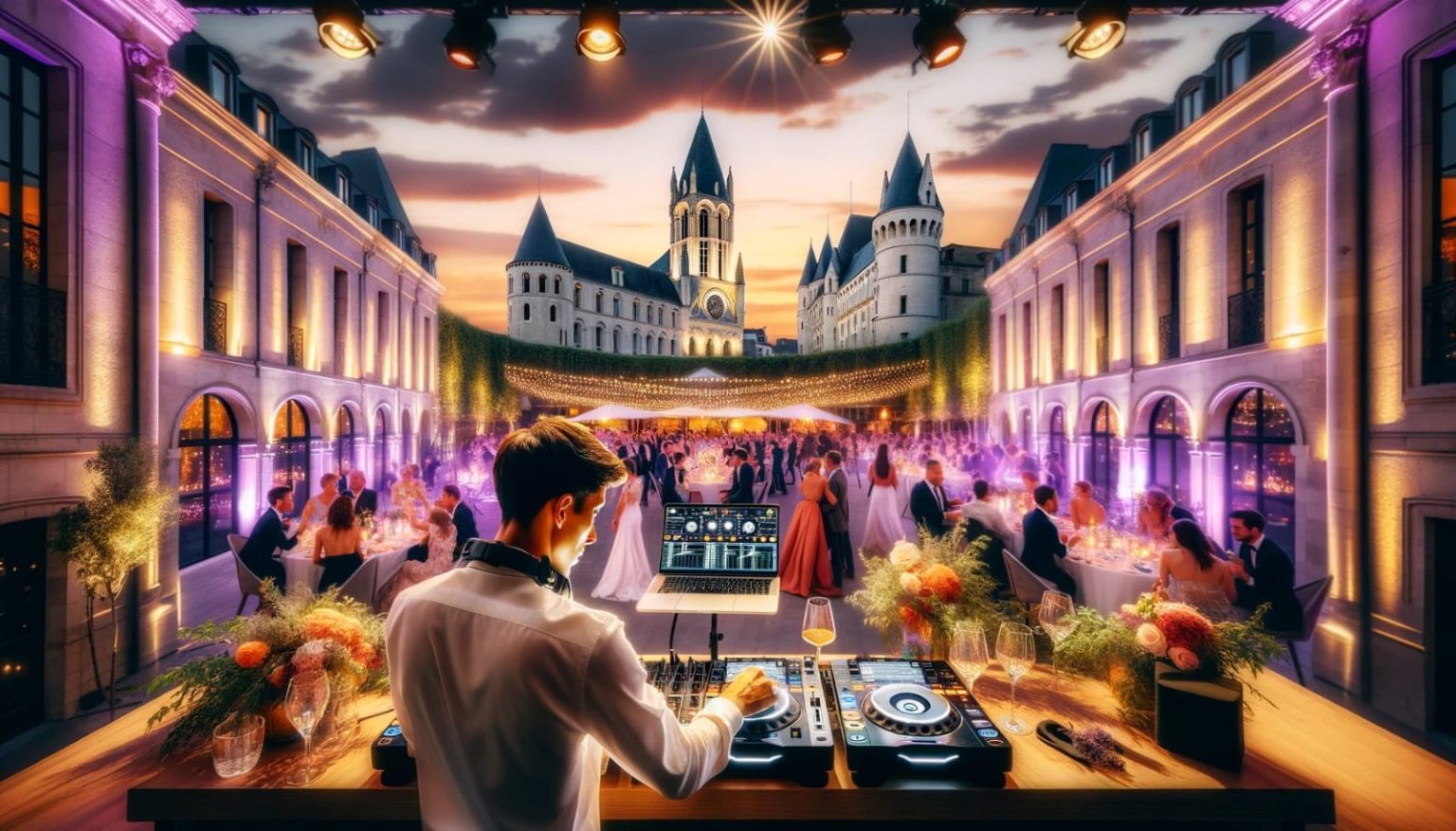 Image illustrant un DJ professionnel pour mariage à Valence, orchestrant une atmosphère musicale mémorable