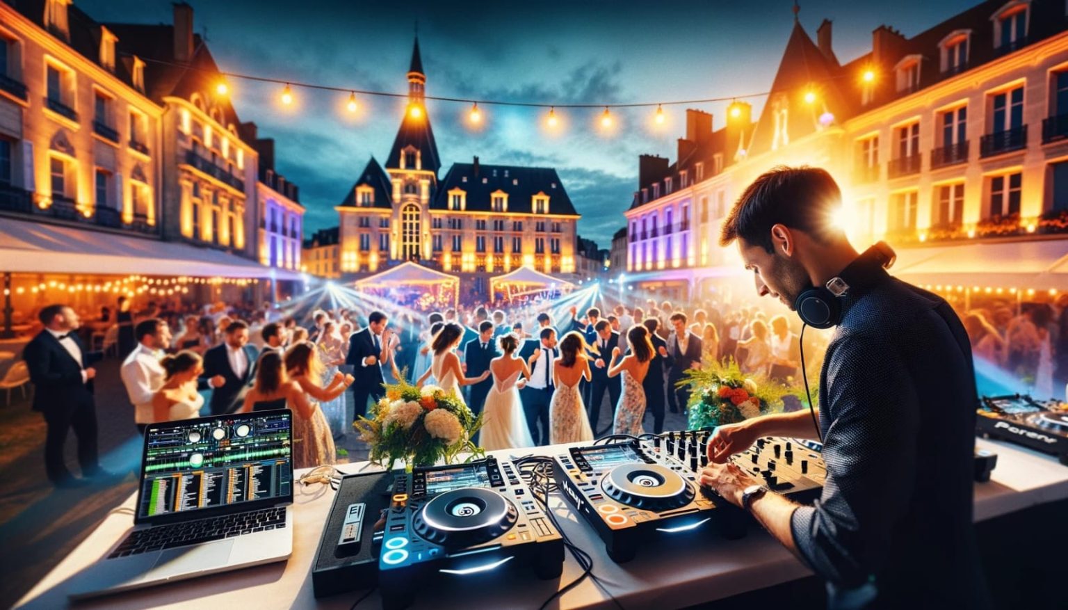 Image illustrant un DJ professionnel pour mariage à Vénissieux, orchestrant une atmosphère musicale mémorable