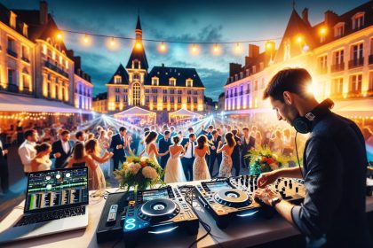 Image illustrant un DJ professionnel pour mariage à Vénissieux, orchestrant une atmosphère musicale mémorable