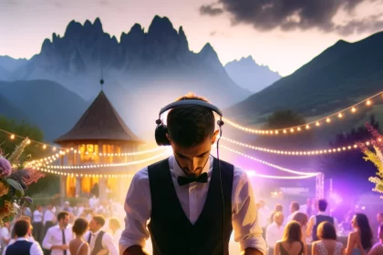 DJ professionnel animant une réception de mariage avec énergie et passion