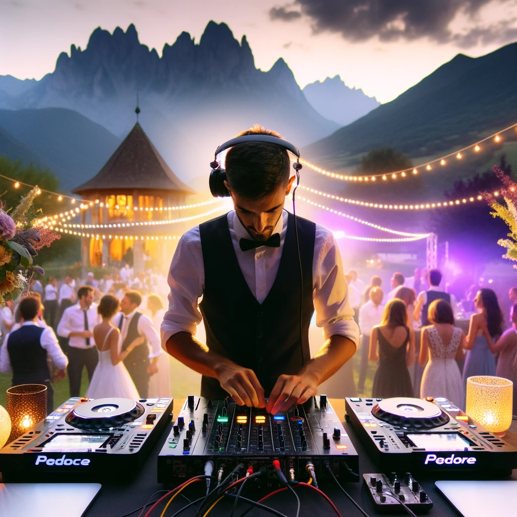 DJ professionnel animant une réception de mariage avec énergie et passion