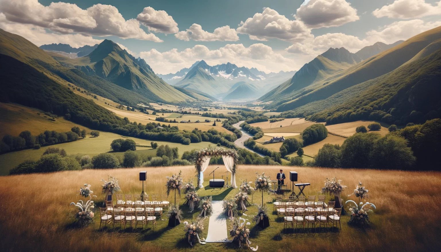 Animation de mariage en extérieur en Auvergne Rhône-Alpes, ambiance romantique et festive